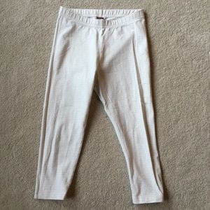 EUC Tea Collection girls silver/white striped cotton leggings size 10